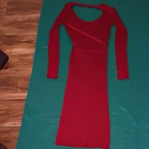 Elegant Red Long Sleeve Dress